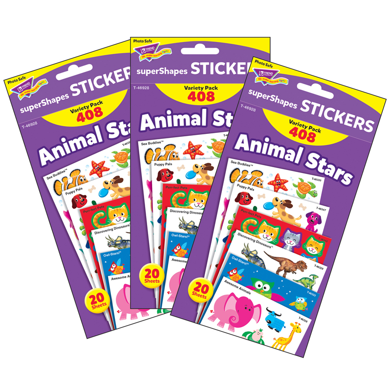 (3 Pk) Animal Star Lg Variety Pk