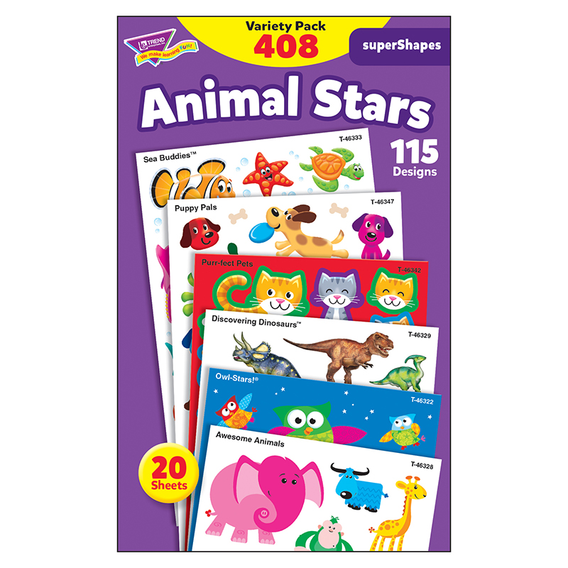 Animal Star Lg Variety Pk Stickers