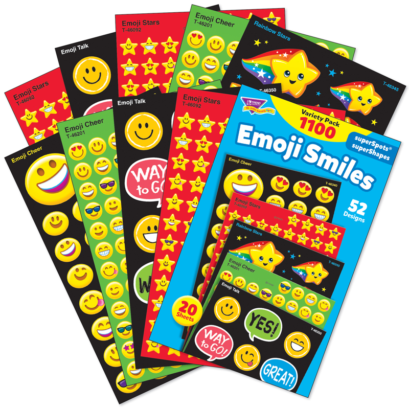 Emoji Smiles Stickers Variety Pk