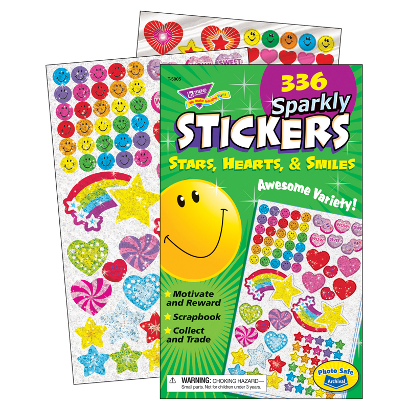 Sticker Pad Sparkly Stars Hearts &