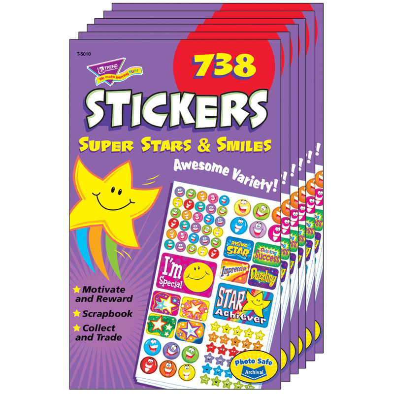 (6 Ea) Sticker Pad Super Stars &