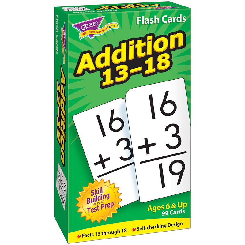 (3 Pk) Flash Cards Addition 13-18