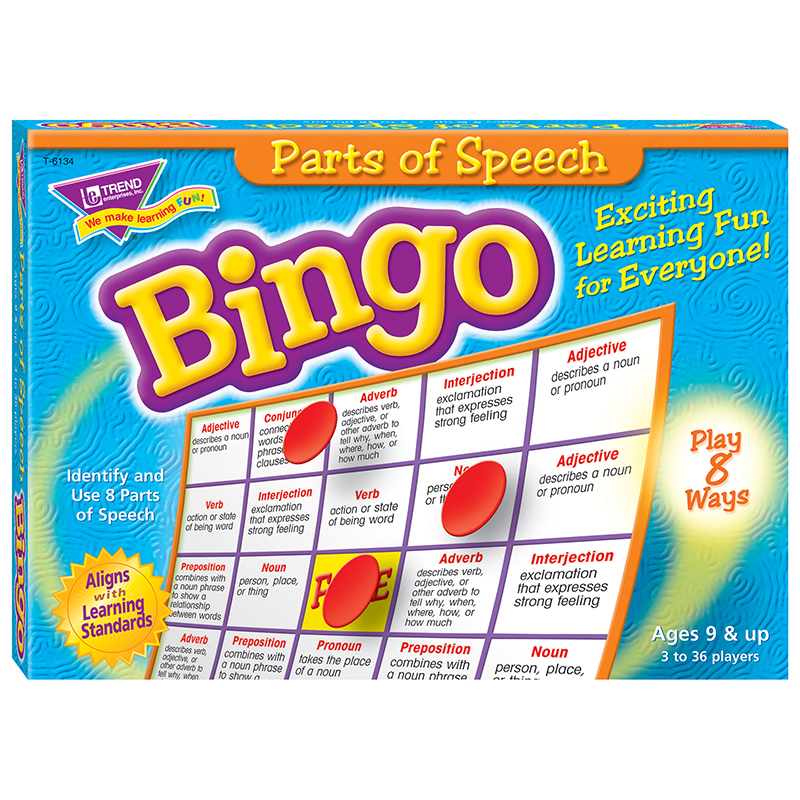 Bingo Parts Of Speech Ages 8 & Up