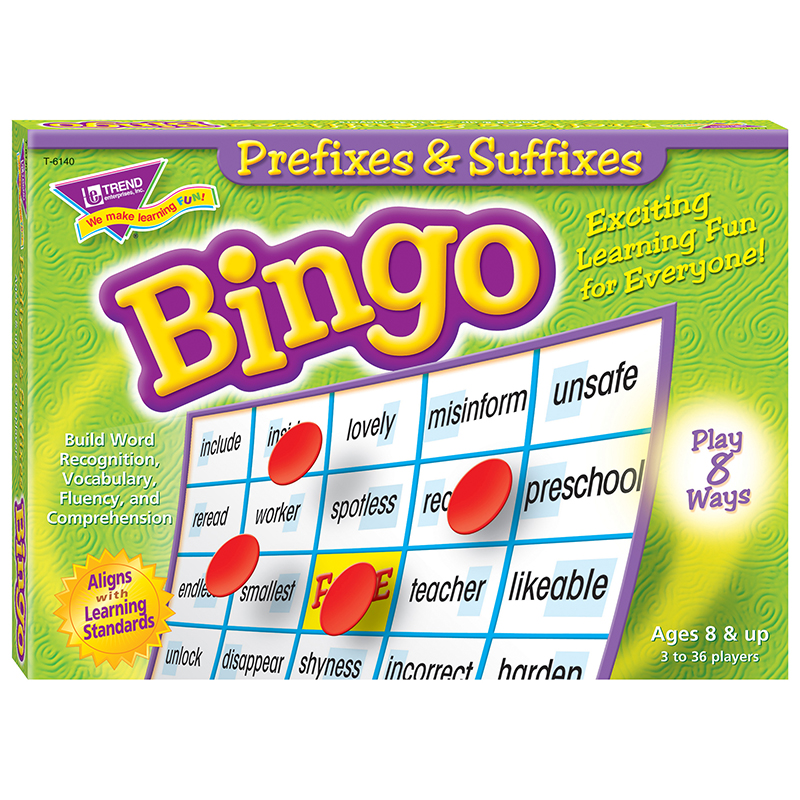 Prefixes & Suffixes Bingo Game