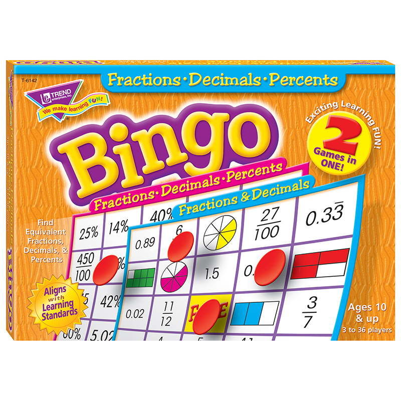 Fractions Decimals & Percents Bingo