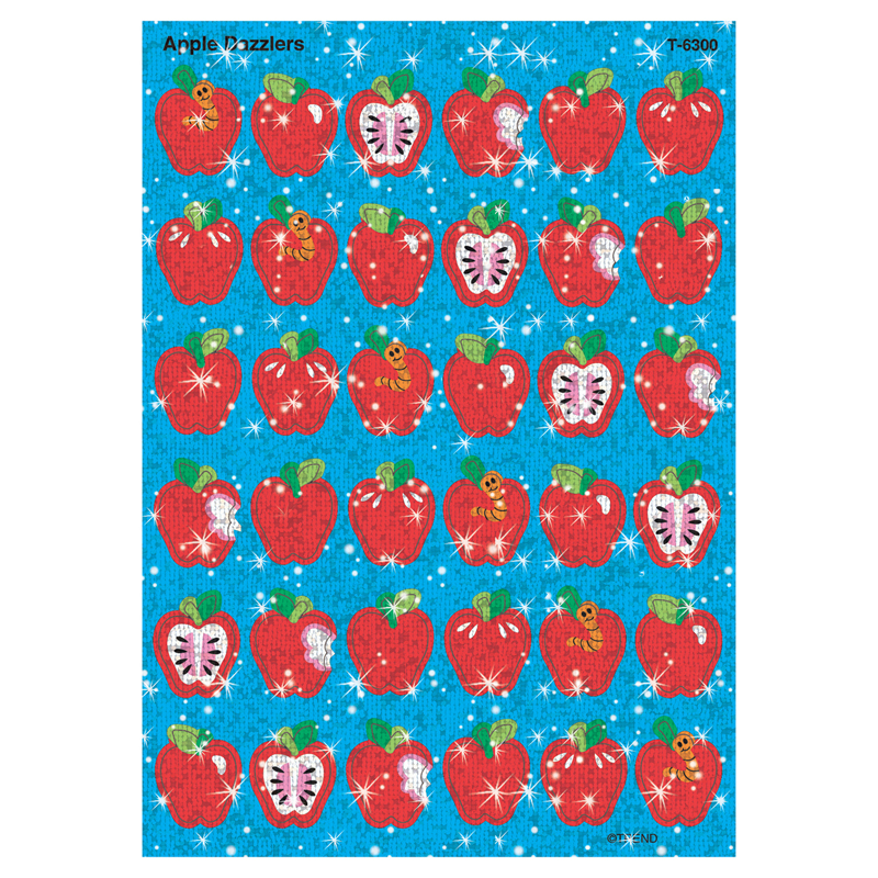 (12 Pk) Sparkle Stickers Apple