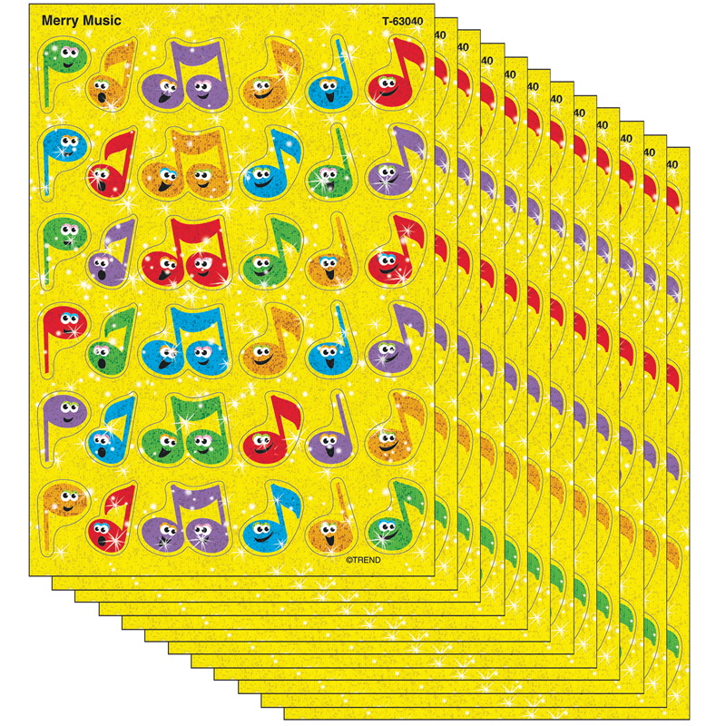 (12 Pk) Sparkle Stickers Merry
