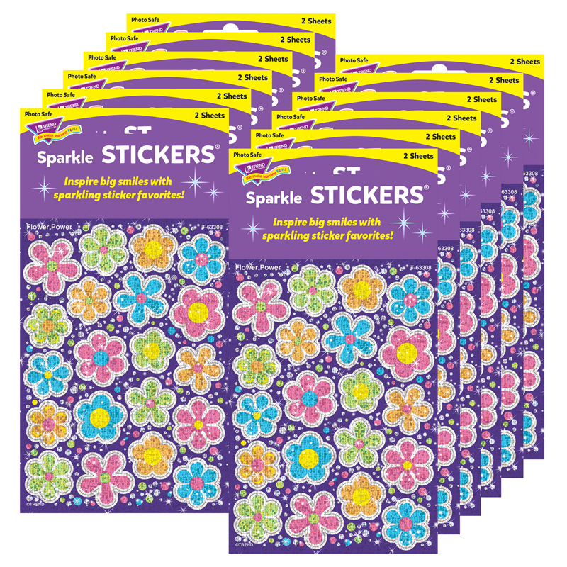 (12 Pk) Sparkle Stickers Flower