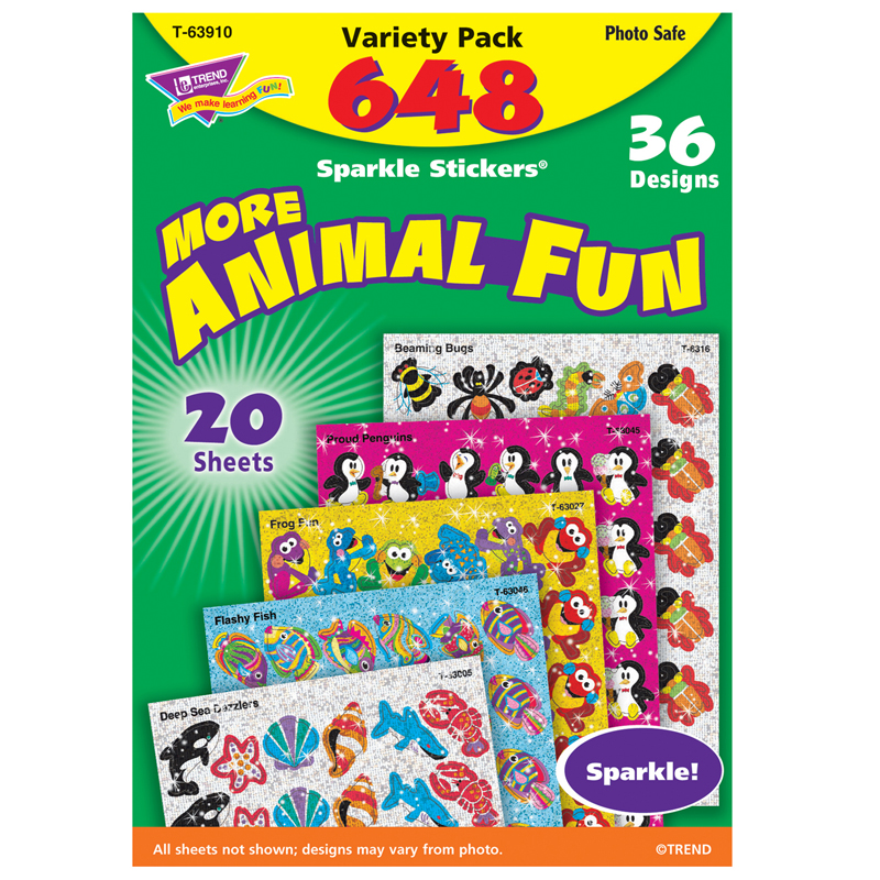 Animal Fun Sparkle Stcker Var Pk