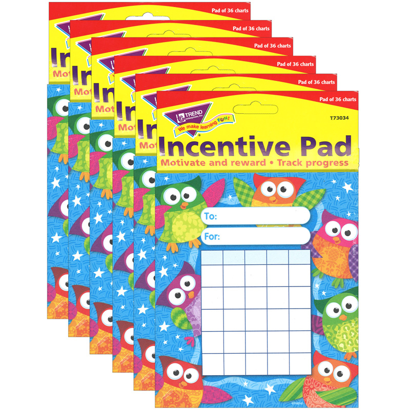 (6 Ea) Owl Stars Incentive Pad