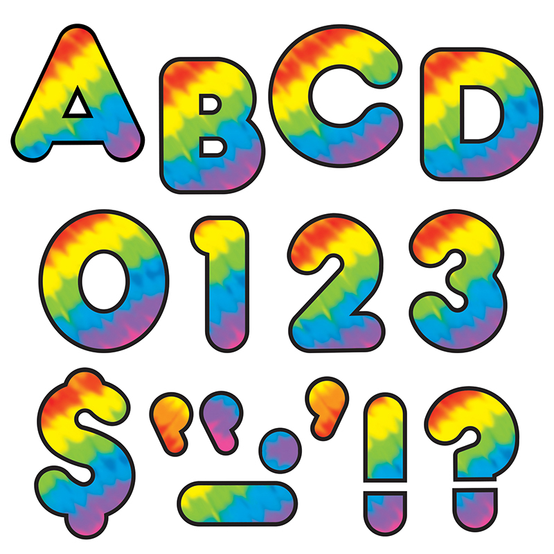 (6 Pk) Tie Dye 4in Ready Letters