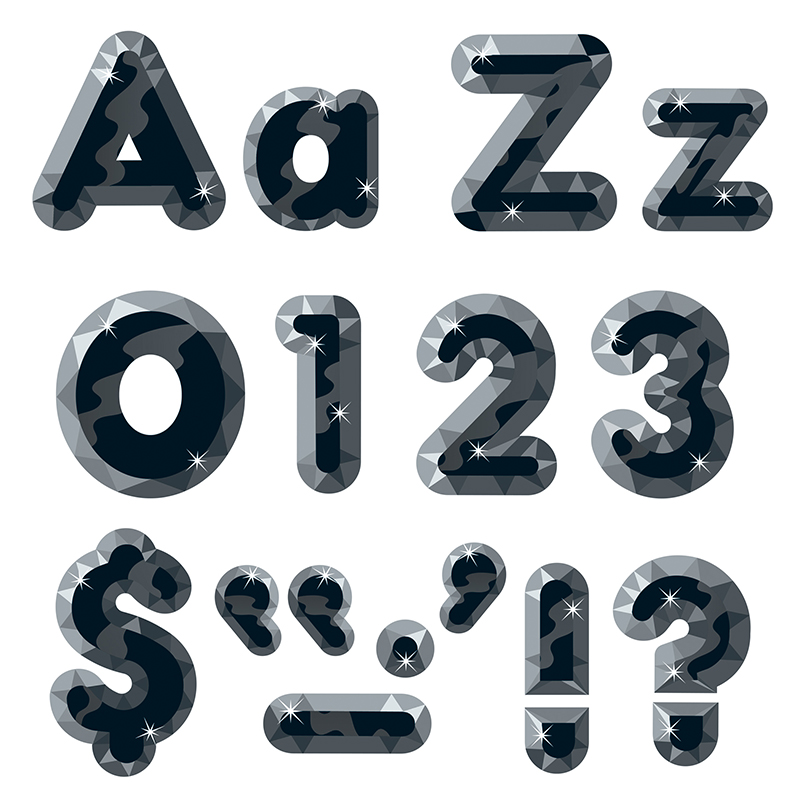 Black Gems Ready Letters 4in Upper