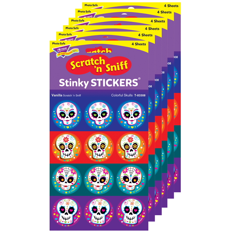 (6 Pk) Colorful Skulls/Vanilla