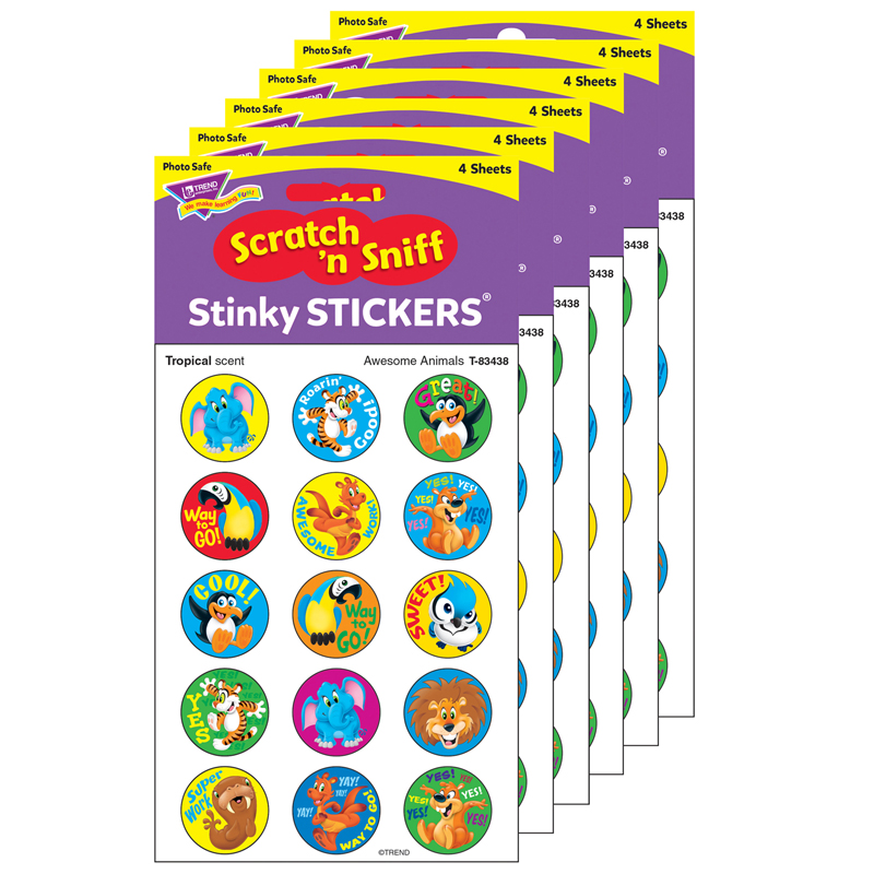 (6 Pk) Awesome Animal Stinky Stckrs