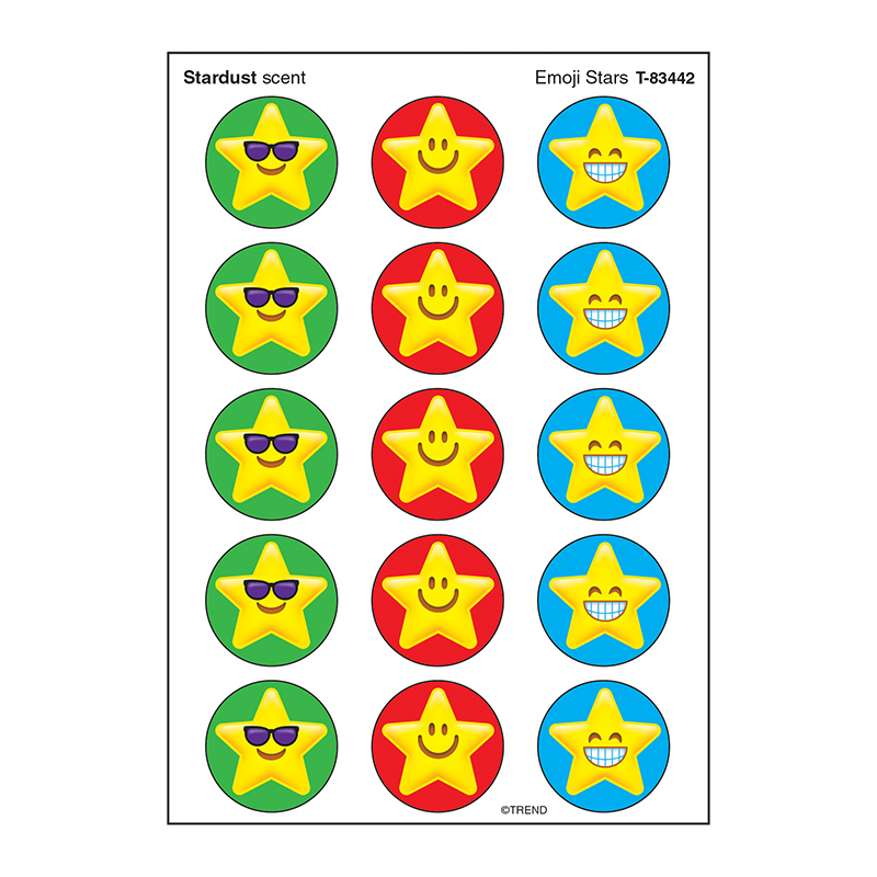 Stinky Sticker Lg Round Emoji Stars