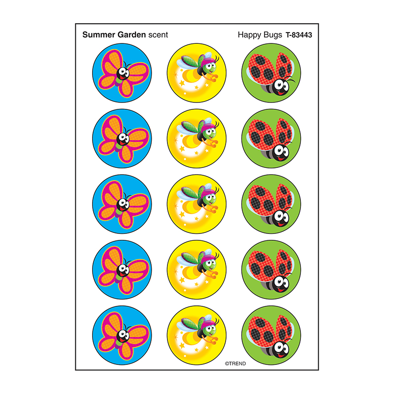 Stinky Stickers Lg Round Happy Bugs