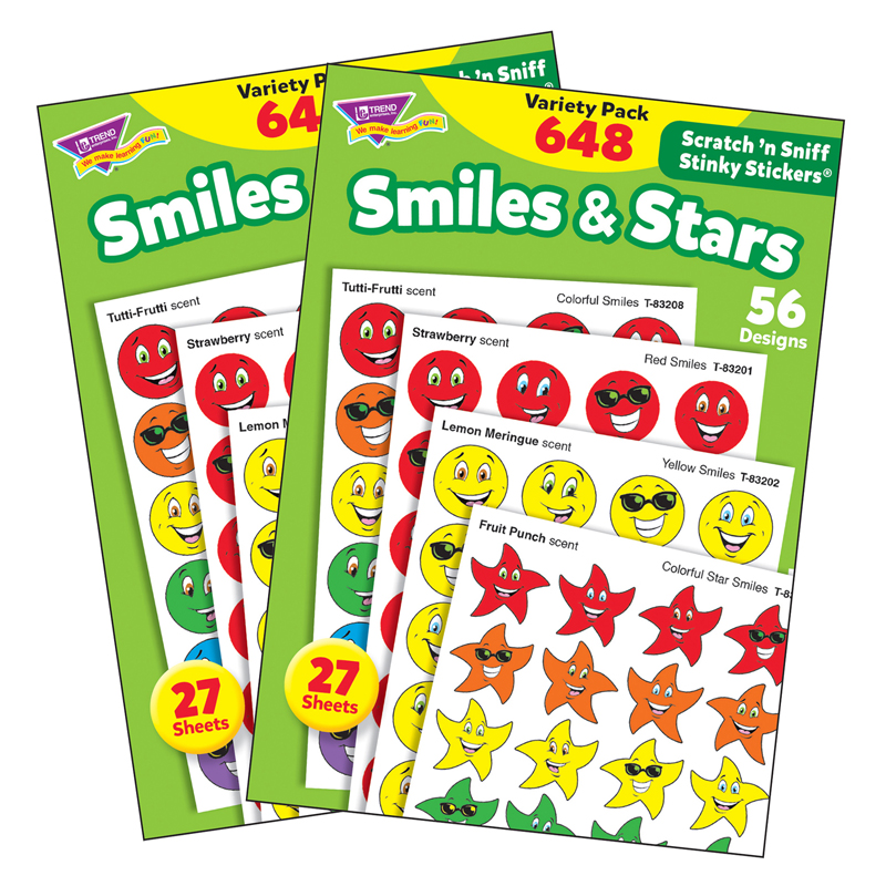 (2 Pk) Stinky Stickers Smiles Stars