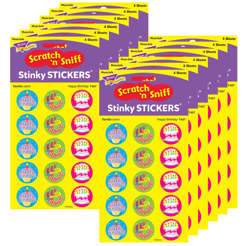 (12 Pk) Stinky Stickers Happy