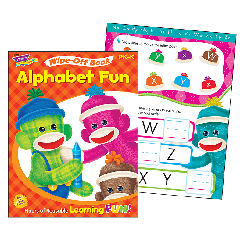 Alphabet Fun Sock Monkeys Wipe Off