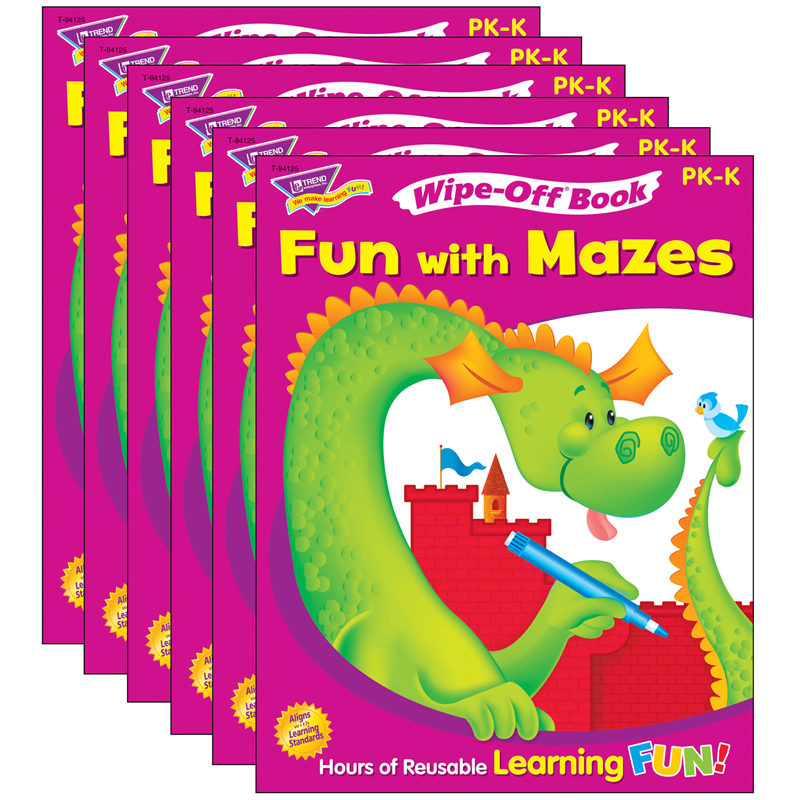 (6 Ea) Fun With Mazes Wipe Off