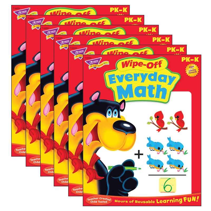 (6 Ea) Everyday Math Wipe Off Book