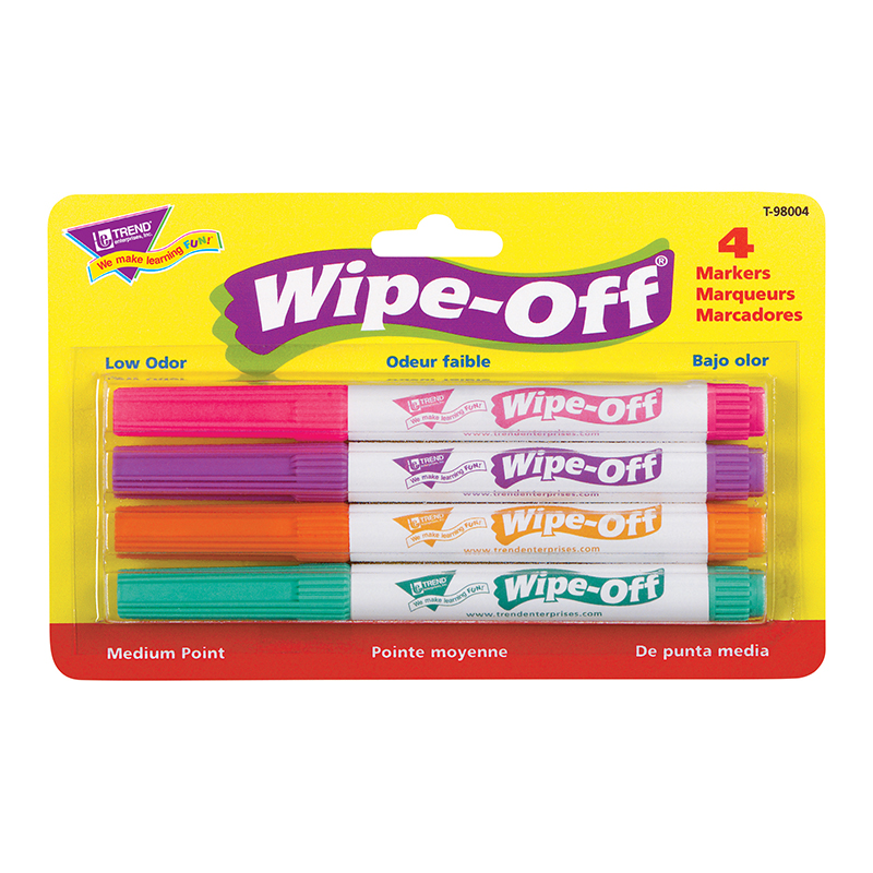 (6 Pk) Wipe Off Marker 4 New Colors