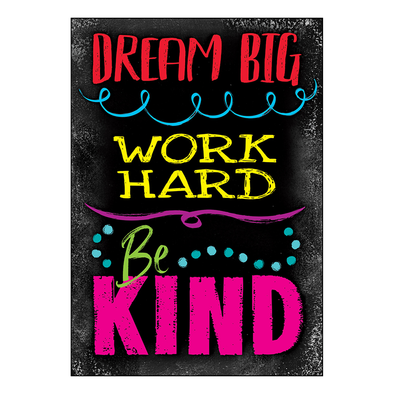 Dream Big Word Hard Be Kind Poster