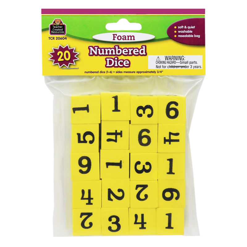 Foam Numbered Dice Numerals 1-6