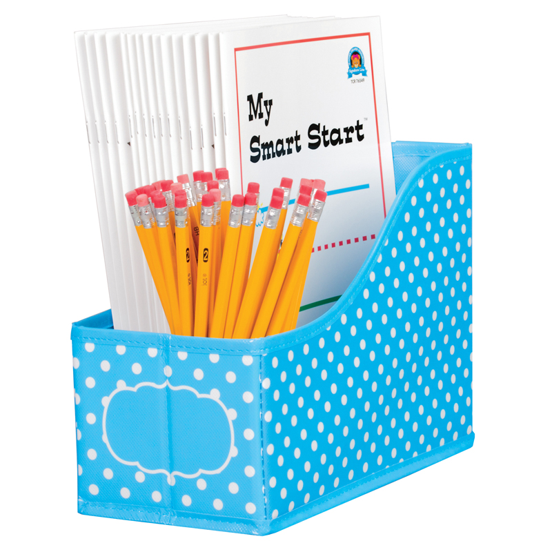 Aqua Polka Dots Book Bin