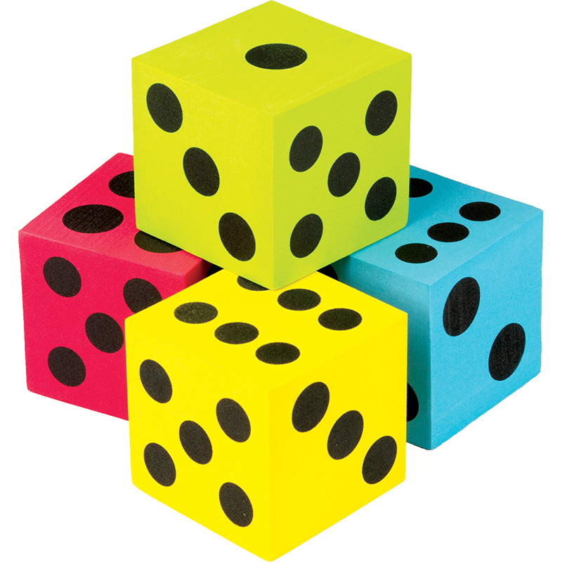 4 Pack Foam Colorful Jumbo Dice