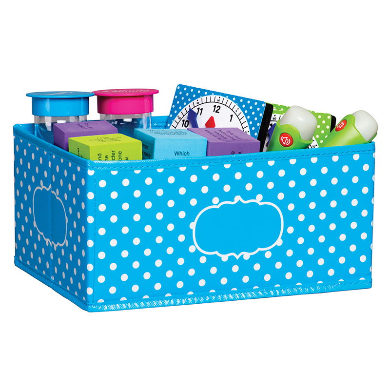 Small Aqua Polka Dots Storage Bin