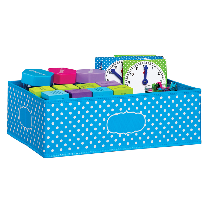 Medium Aqua Polka Dots Storage Bin