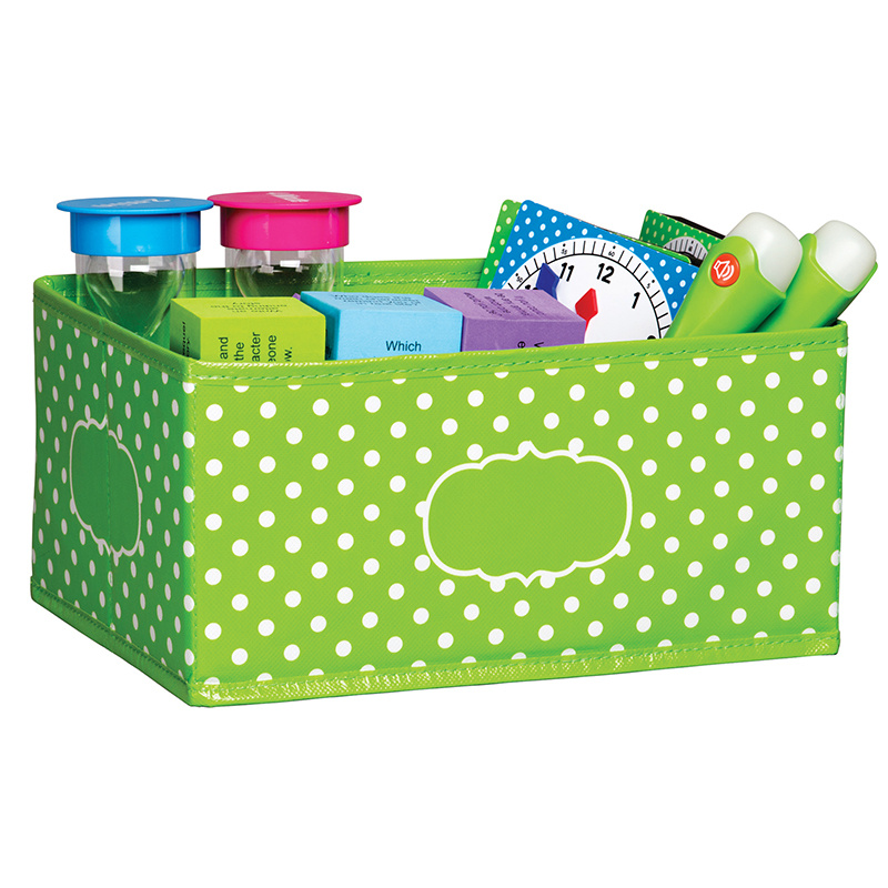 Small Lime Polka Dots Storage Bin