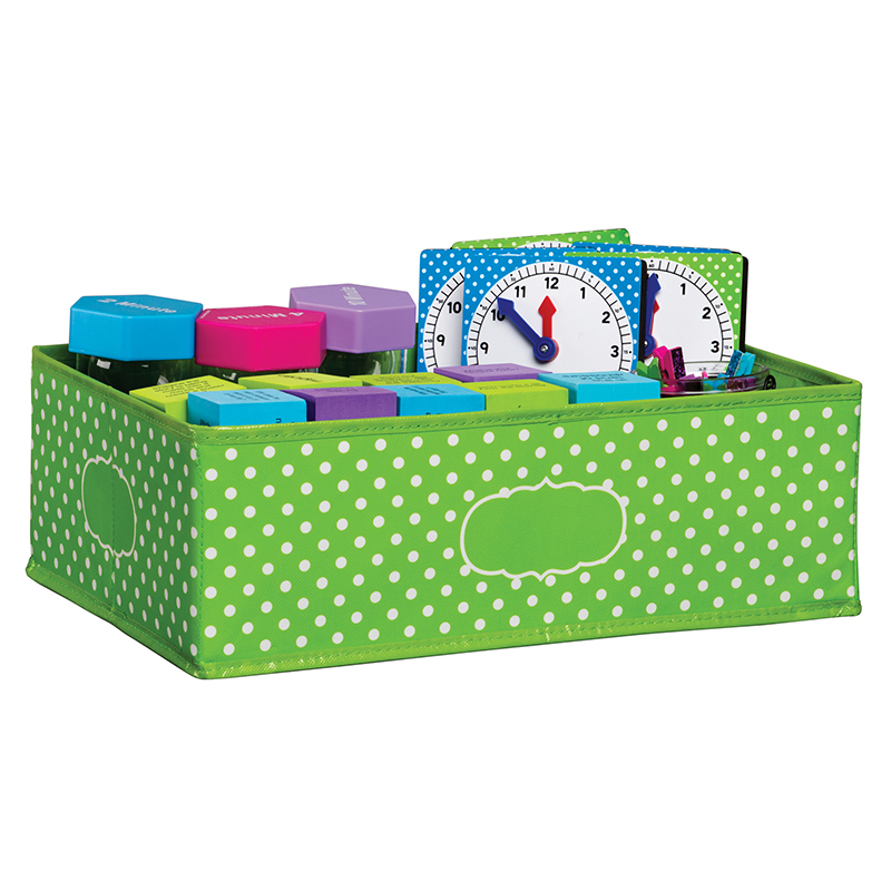 Medium Lime Polka Dots Storage Bin