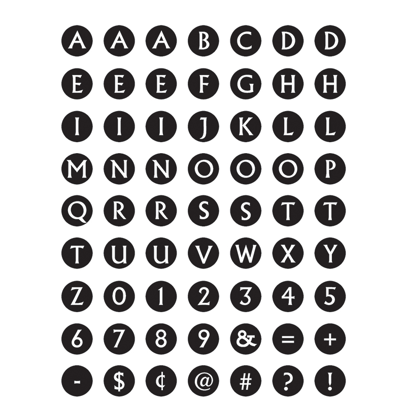 Black & White Alphabet Mini Sticker