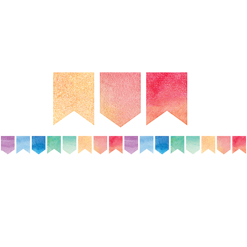 Watercolor Pennants Diecut Border