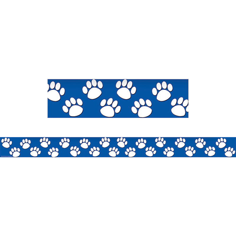 Blue With White Paw Prints Straight