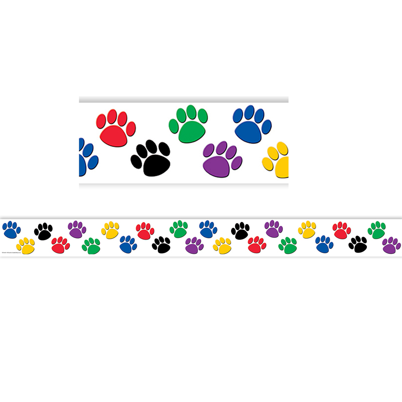 Colorful Paw Prints Border Trim