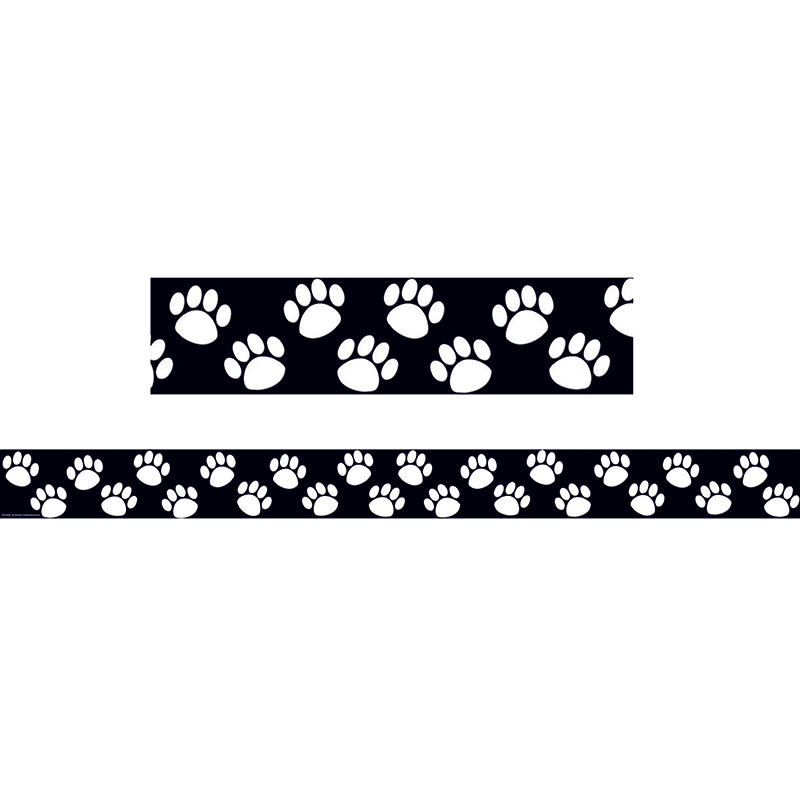 Black With White Paw Prints Border