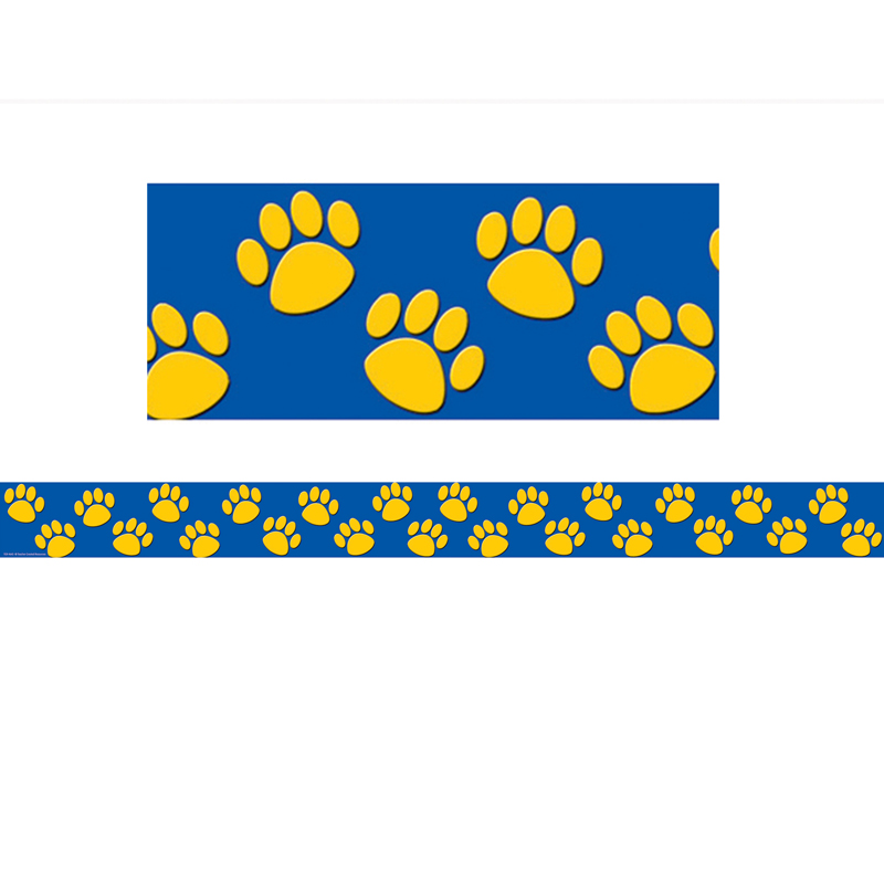 Blue With Gold Paw Prints Border