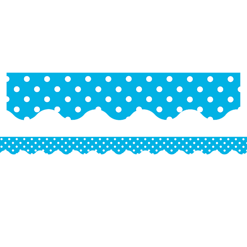 Aqua Mini Polka Dots Border Trim