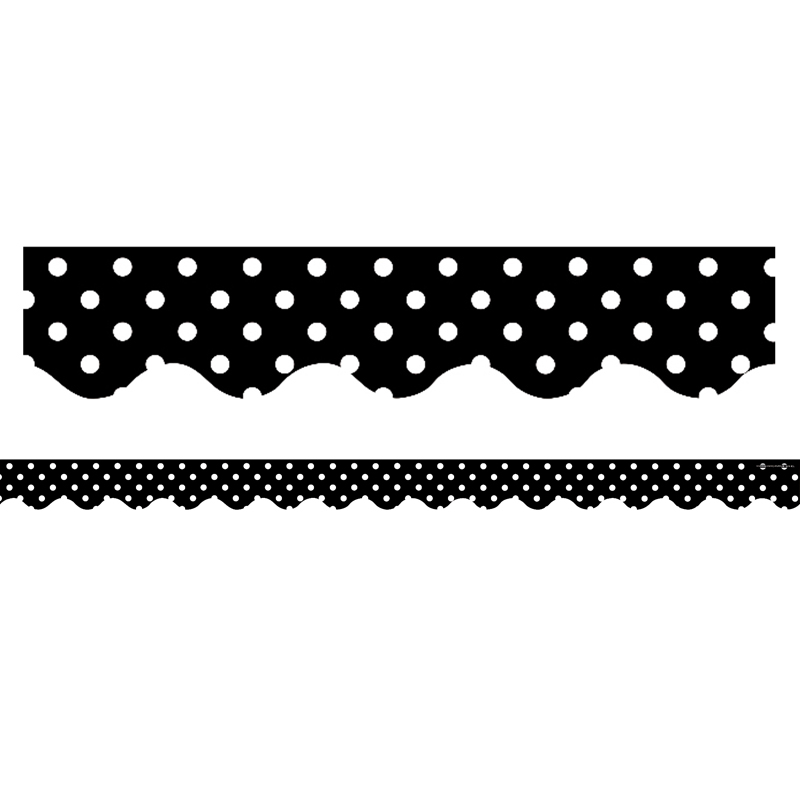 Black Mini Polka Dots Border Trim
