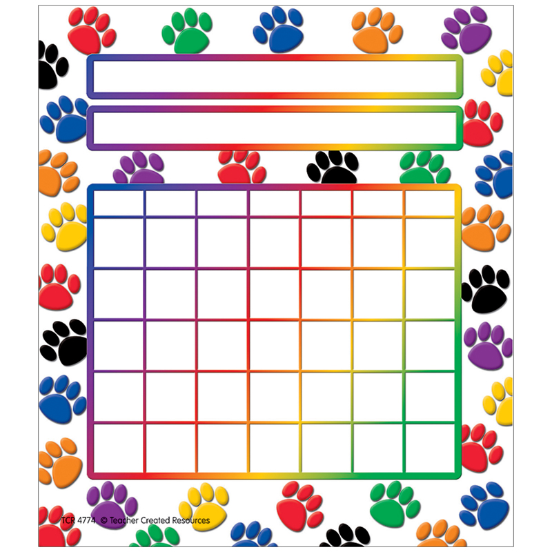 Colorful Paw Prints Incentive Chart