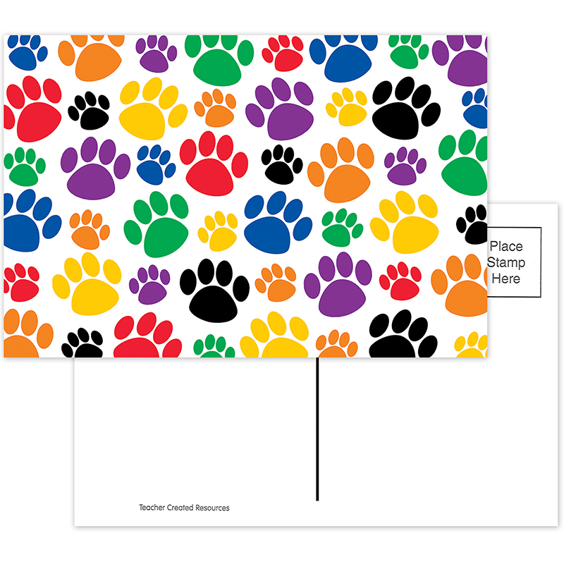 Colorful Paw Prints Postcard