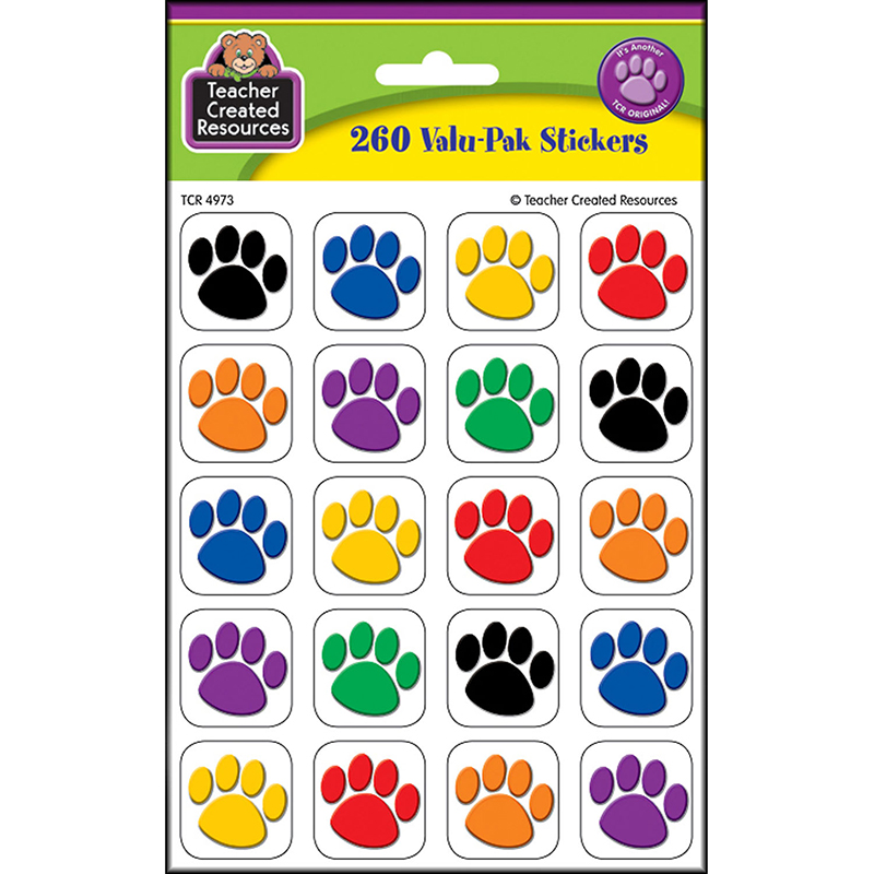 Colorful Paw Print Stickers Value
