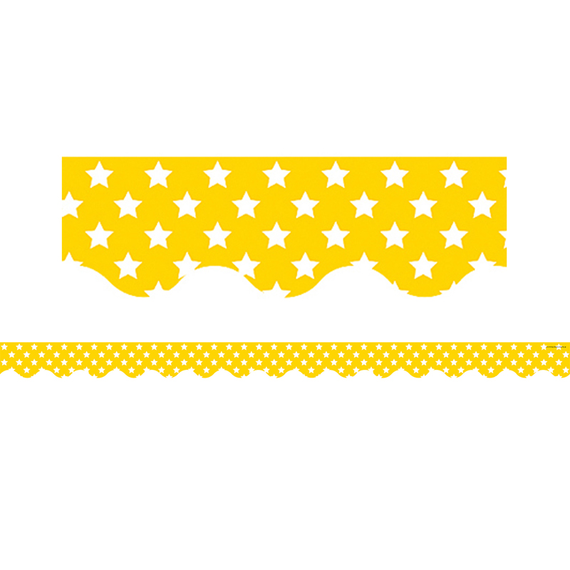 Yellow With White Stars Scalloped