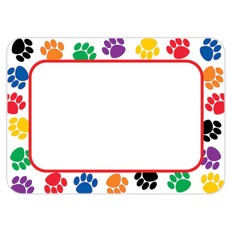 Colorful Paw Prints Name Tags