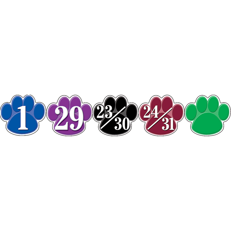 Calendar Days Colorful Paw Prints