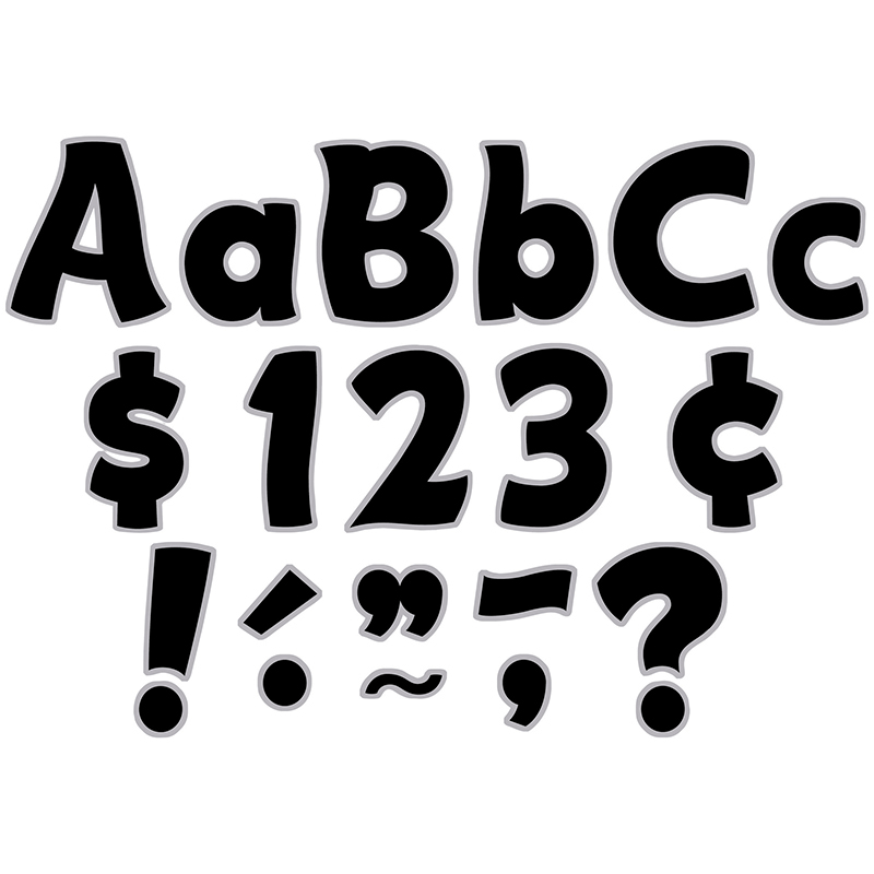 Black & Silver Funtastic Font 4in