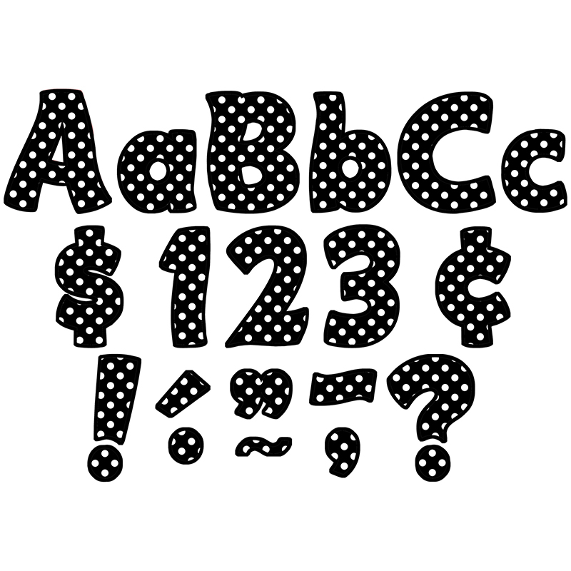 Black Polka Dots Funtastic Font 4in